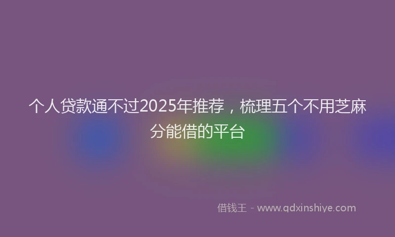 个人贷款通不过2025年推荐，梳理五个不用芝麻分能借的平台