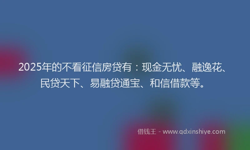 2025年的不看征信房贷有：现金无忧、融逸花、民贷天下、易融贷通宝、和信借款等。