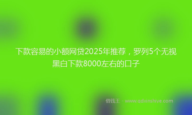 下款容易的小额网贷2025年推荐，罗列5个无视黑白下款8000左右的口子