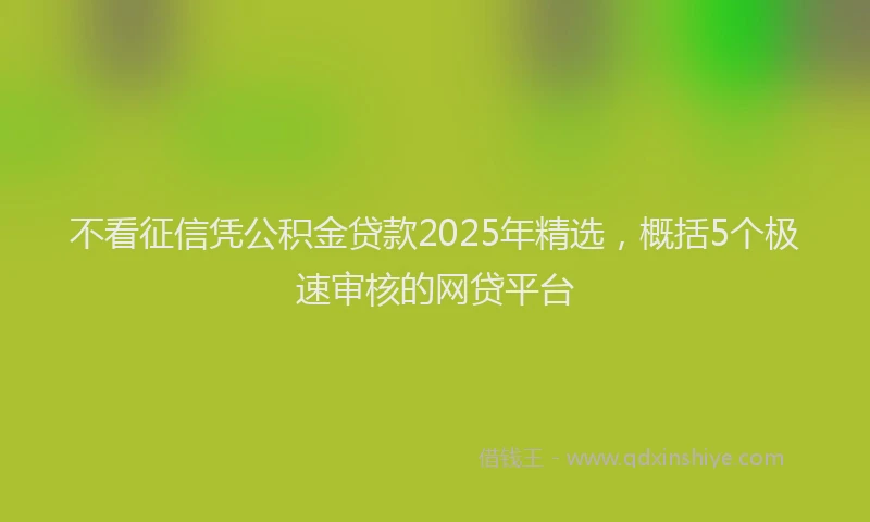 不看征信凭公积金贷款2025年精选，概括5个极速审核的网贷平台