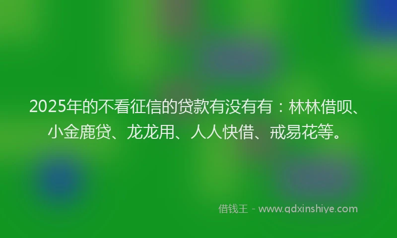 2025年的不看征信的贷款有没有有：林林借呗、小金鹿贷、龙龙用、人人快借、戒易花等。