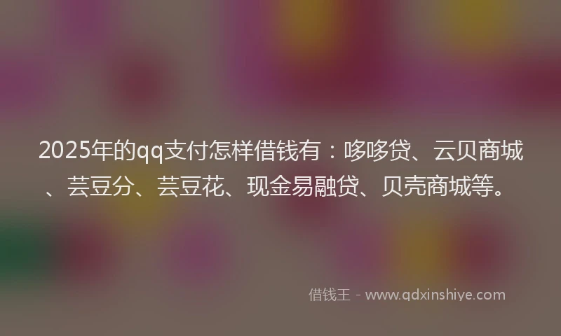 2025年的qq支付怎样借钱有：哆哆贷、云贝商城、芸豆分、芸豆花、现金易融贷、贝壳商城等。