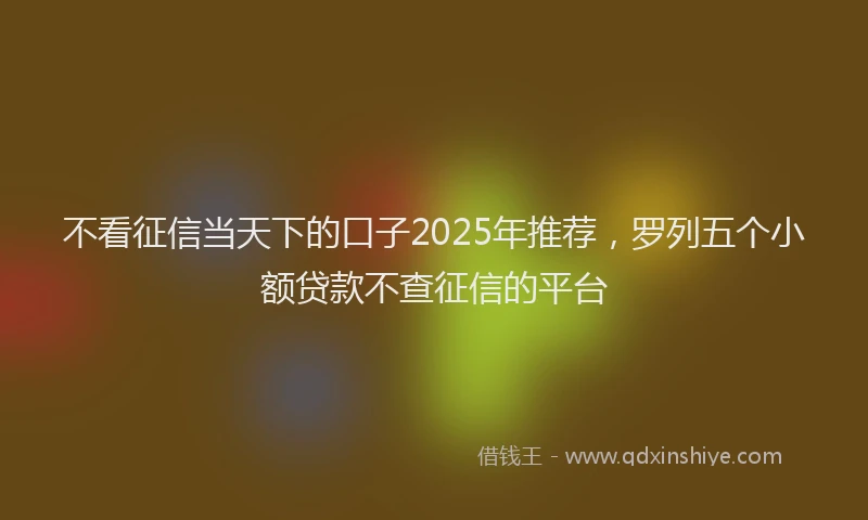 不看征信当天下的口子2025年推荐，罗列五个小额贷款不查征信的平台
