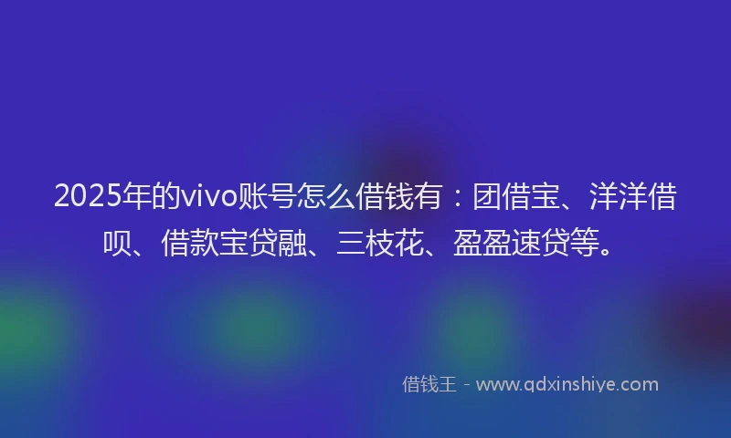 2025年的vivo账号怎么借钱有：团借宝、洋洋借呗、借款宝贷融、三枝花、盈盈速贷等。