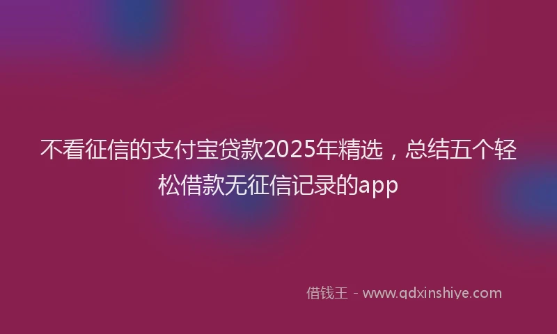 不看征信的支付宝贷款2025年精选，总结五个轻松借款无征信记录的app