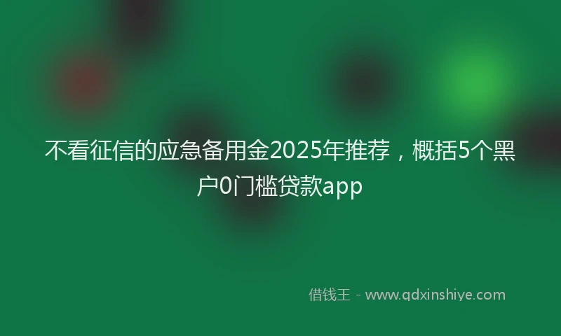不看征信的应急备用金2025年推荐，概括5个黑户0门槛贷款app