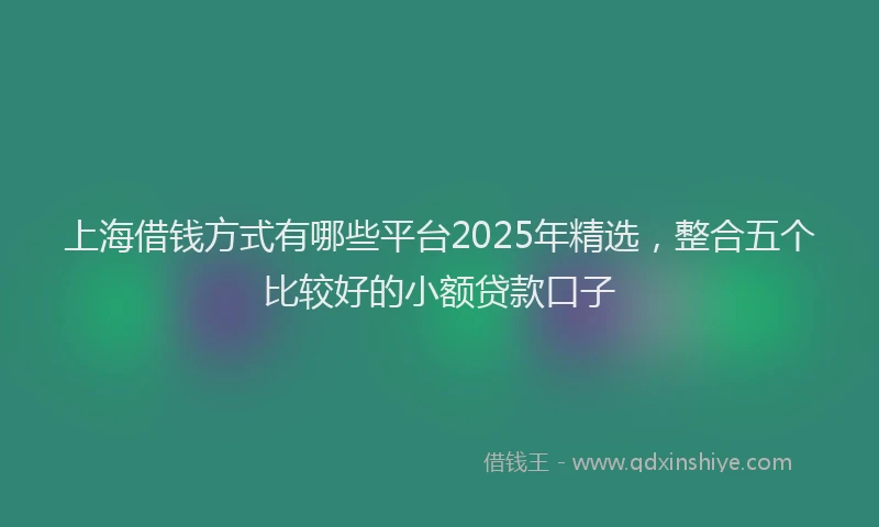 上海借钱方式有哪些平台2025年精选，整合五个比较好的小额贷款口子