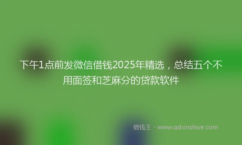 下午1点前发微信借钱2025年精选，总结五个不用面签和芝麻分的贷款软件