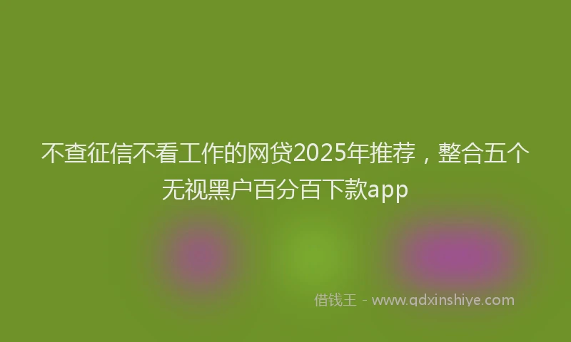 不查征信不看工作的网贷2025年推荐，整合五个无视黑户百分百下款app