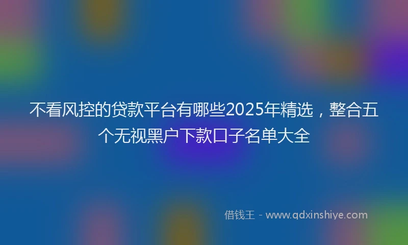 不看风控的贷款平台有哪些2025年精选，整合五个无视黑户下款口子名单大全