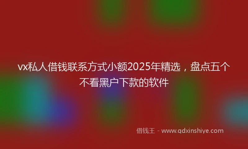 vx私人借钱联系方式小额2025年精选，盘点五个不看黑户下款的软件