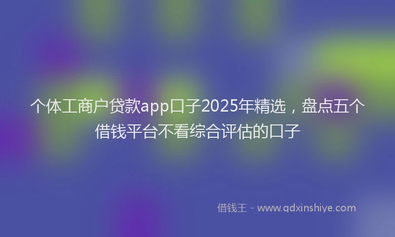 个体工商户贷款app口子2025年精选，盘点五个借钱平台不看综合评估的口子