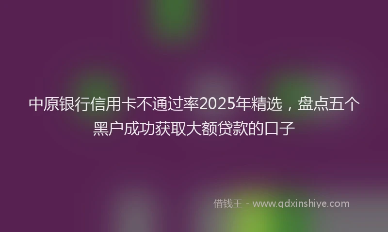 中原银行信用卡不通过率2025年精选,盘点五个黑户成功获取大额贷款的口子