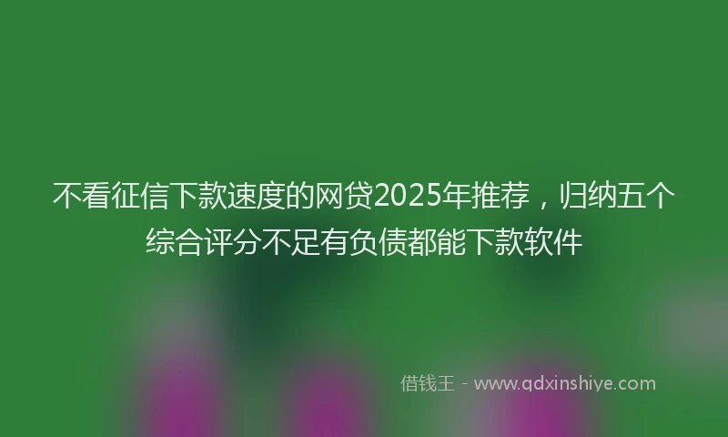 不看征信下款速度的网贷2025年推荐，归纳五个综合评分不足有负债都能下款软件