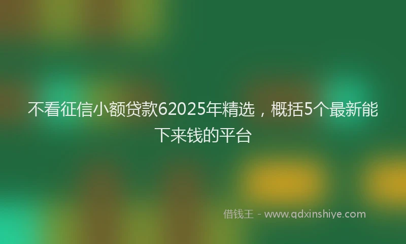 不看征信小额贷款62025年精选，概括5个最新能下来钱的平台
