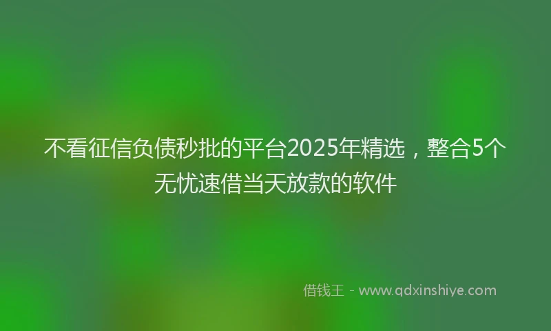 不看征信负债秒批的平台2025年精选，整合5个无忧速借当天放款的软件