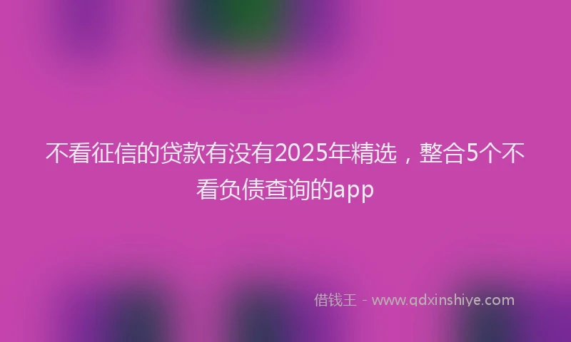 不看征信的贷款有没有2025年精选，整合5个不看负债查询的app