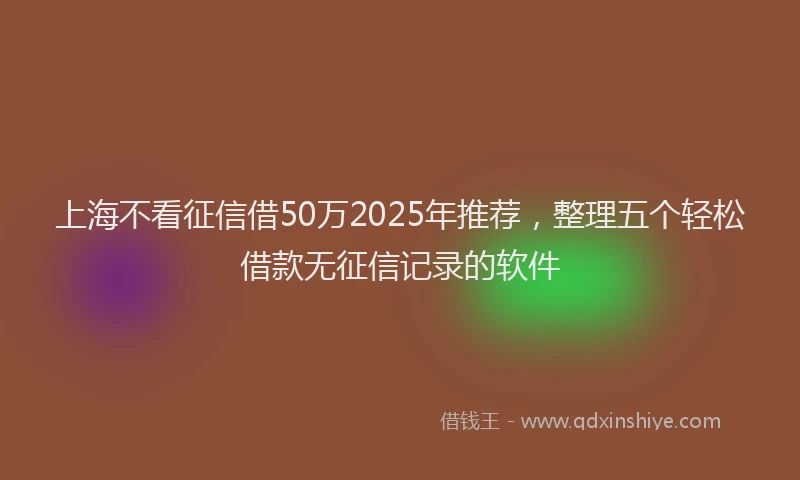 上海不看征信借50万2025年推荐，整理五个轻松借款无征信记录的软件