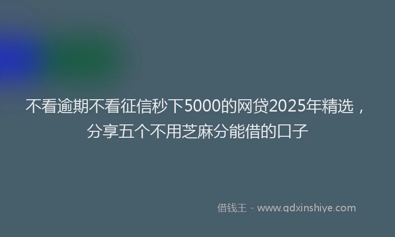不看逾期不看征信秒下5000的网贷2025年精选，分享五个不用芝麻分能借的口子