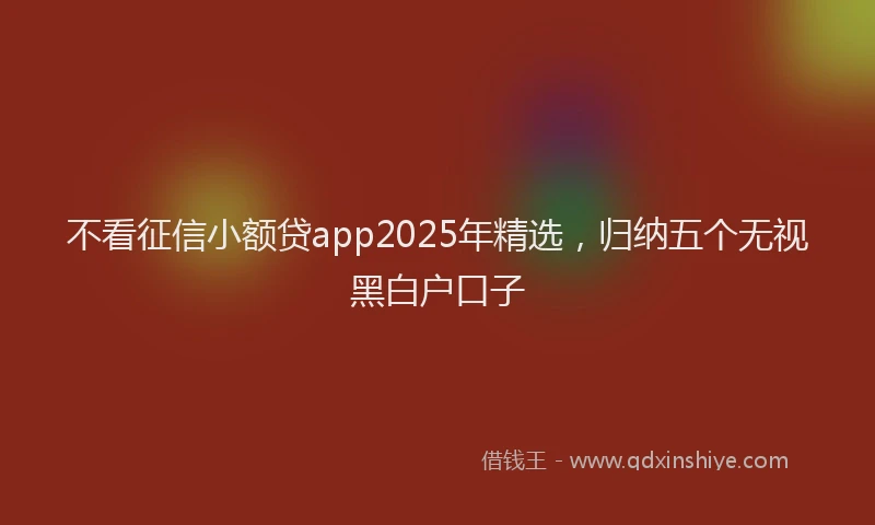 不看征信小额贷app2025年精选，归纳五个无视黑白户口子