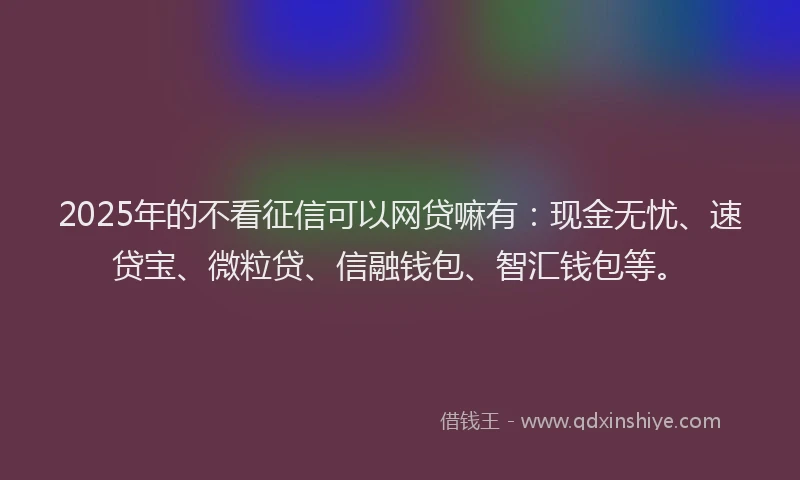 2025年的不看征信可以网贷嘛有：现金无忧、速贷宝、微粒贷、信融钱包、智汇钱包等。