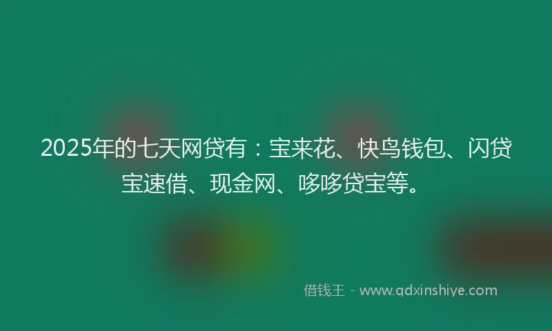 2025年的七天网贷有：宝来花、快鸟钱包、闪贷宝速借、现金网、哆哆贷宝等。