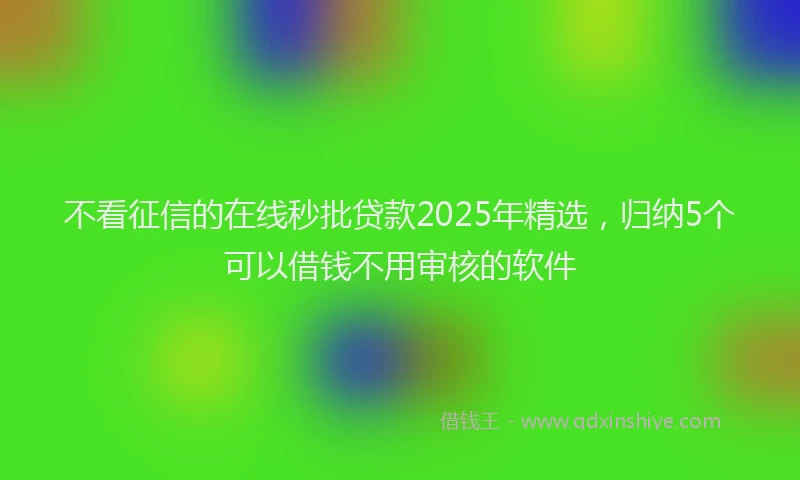 不看征信的在线秒批贷款2025年精选，归纳5个可以借钱不用审核的软件