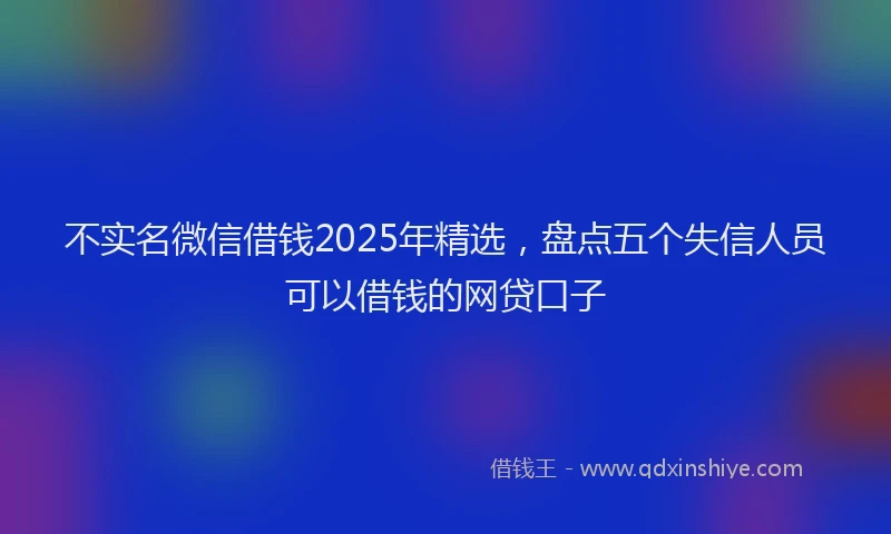 不实名微信借钱2025年精选，盘点五个失信人员可以借钱的网贷口子