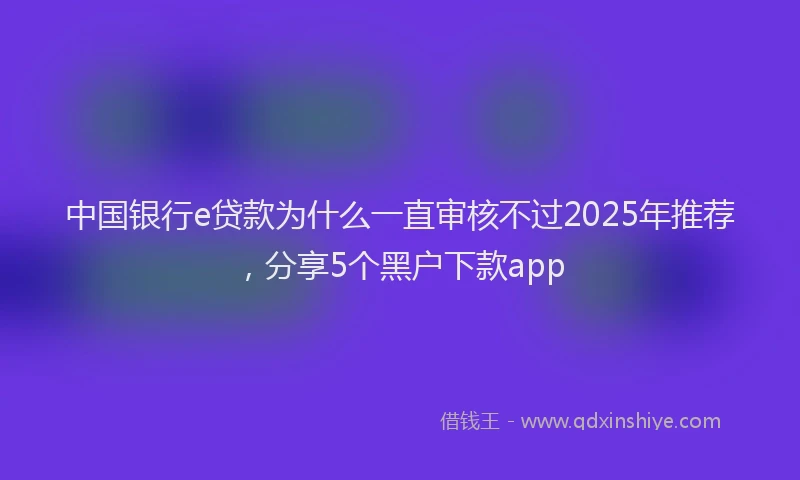 中国银行e贷款为什么一直审核不过2025年推荐，分享5个黑户下款app