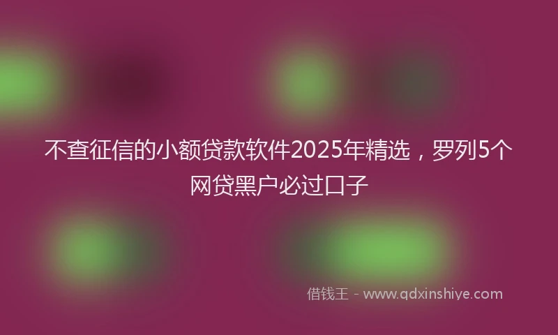 不查征信的小额贷款软件2025年精选，罗列5个网贷黑户必过口子