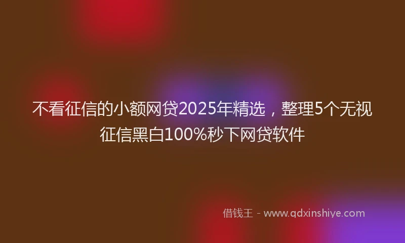 不看征信的小额网贷2025年精选，整理5个无视征信黑白100%秒下网贷软件