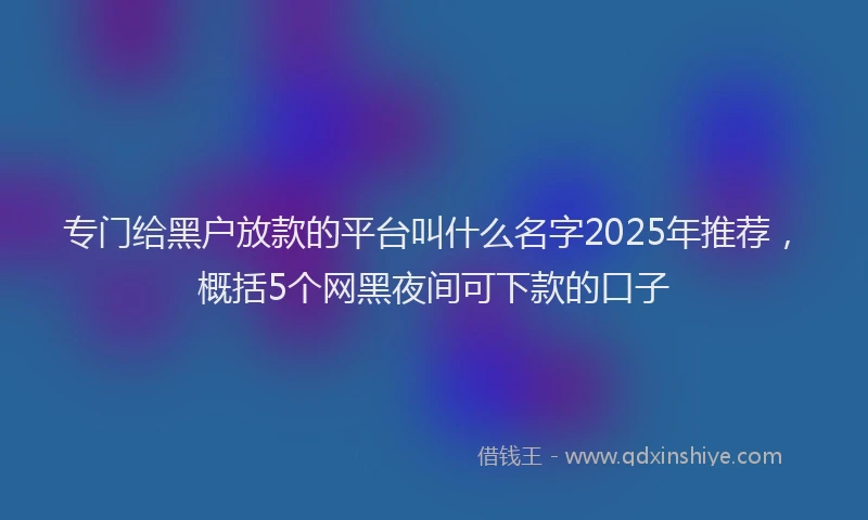 专门给黑户放款的平台叫什么名字2025年推荐，概括5个网黑夜间可下款的口子