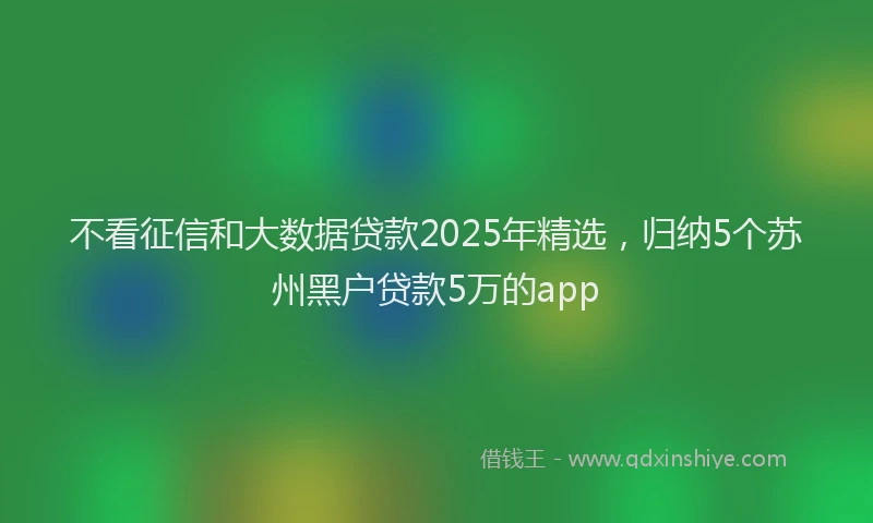 不看征信和大数据贷款2025年精选，归纳5个苏州黑户贷款5万的app