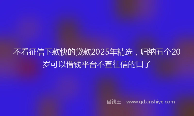 不看征信下款快的贷款2025年精选，归纳五个20岁可以借钱平台不查征信的口子