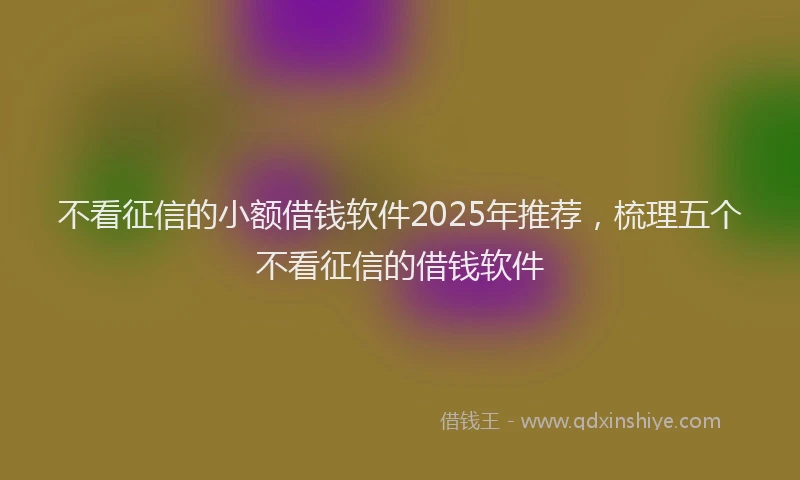 不看征信的小额借钱软件2025年推荐，梳理五个不看征信的借钱软件