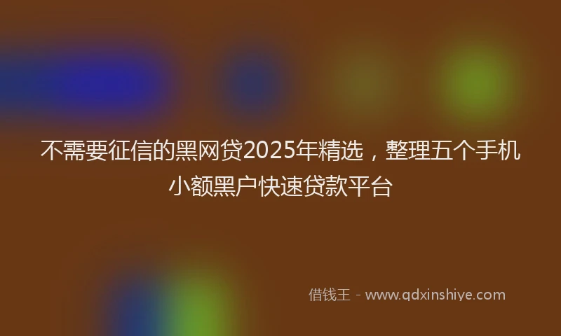 不需要征信的黑网贷2025年精选，整理五个手机小额黑户快速贷款平台