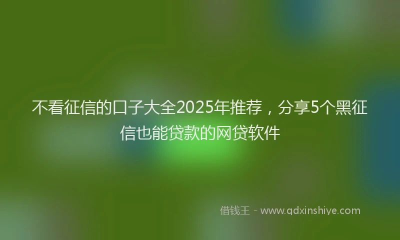 不看征信的口子大全2025年推荐，分享5个黑征信也能贷款的网贷软件