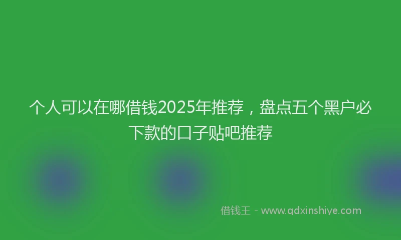 个人可以在哪借钱2025年推荐，盘点五个黑户必下款的口子贴吧推荐