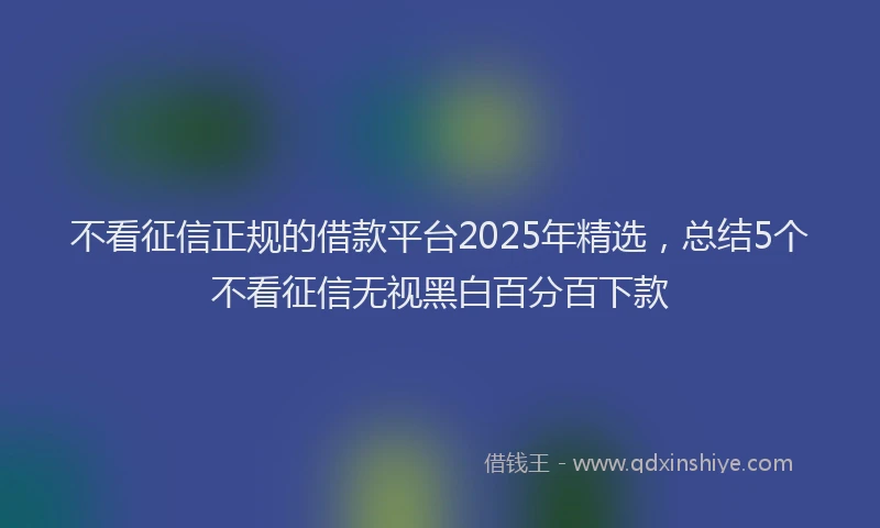 不看征信正规的借款平台2025年精选，总结5个不看征信无视黑白百分百下款