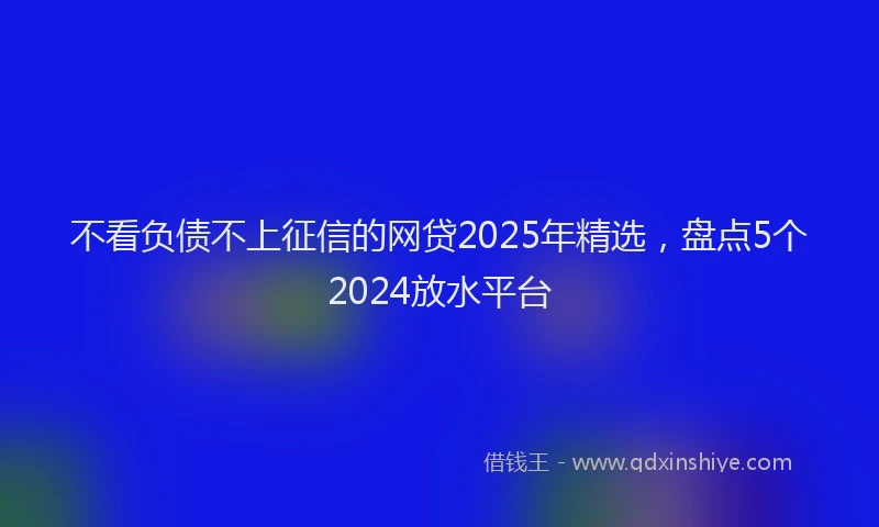 不看负债不上征信的网贷2025年精选，盘点5个2024放水平台
