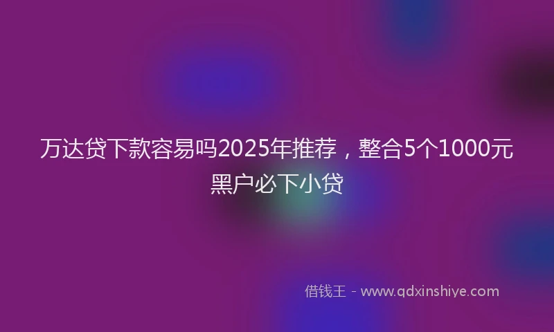 万达贷下款容易吗2025年推荐，整合5个1000元黑户必下小贷