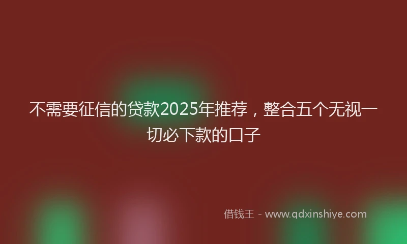 不需要征信的贷款2025年推荐，整合五个无视一切必下款的口子