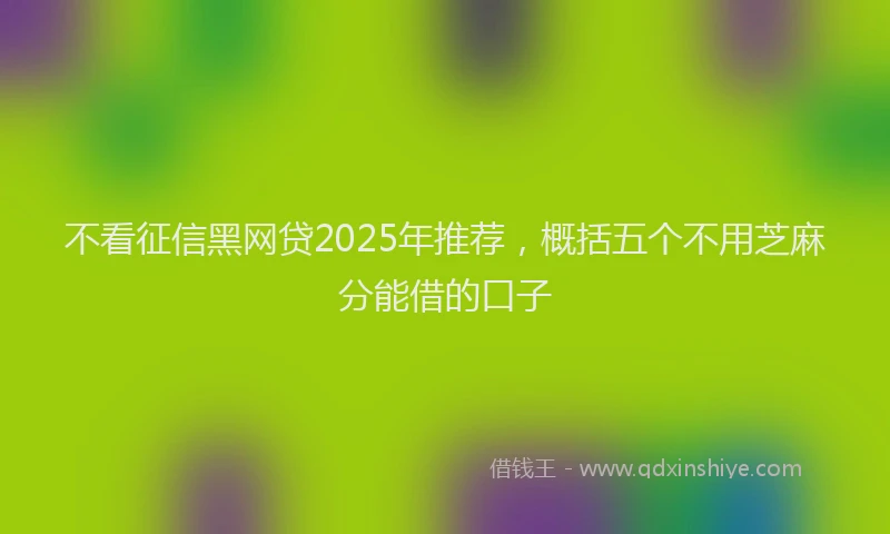 不看征信黑网贷2025年推荐,概括五个不用芝麻分能借的口子