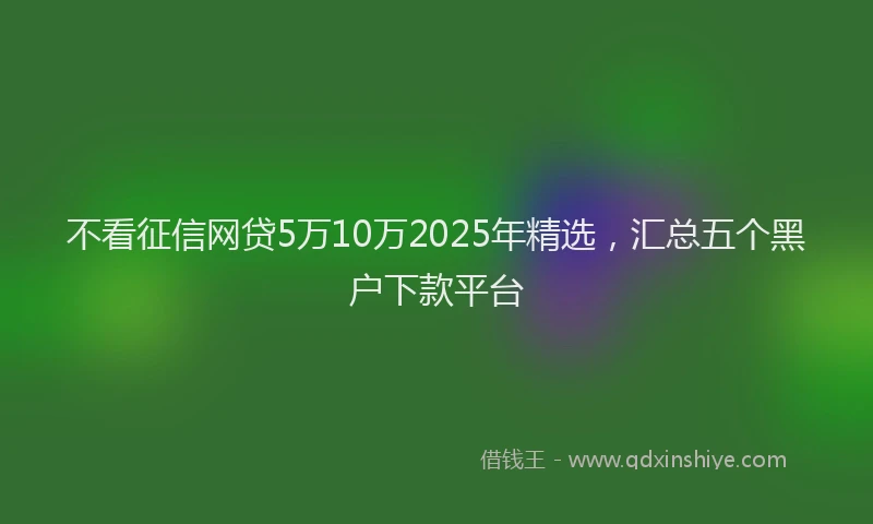 不看征信网贷5万10万2025年精选，汇总五个黑户下款平台