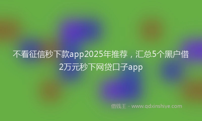 不看征信秒下款app2025年推荐，汇总5个黑户借2万元秒下网贷口子app