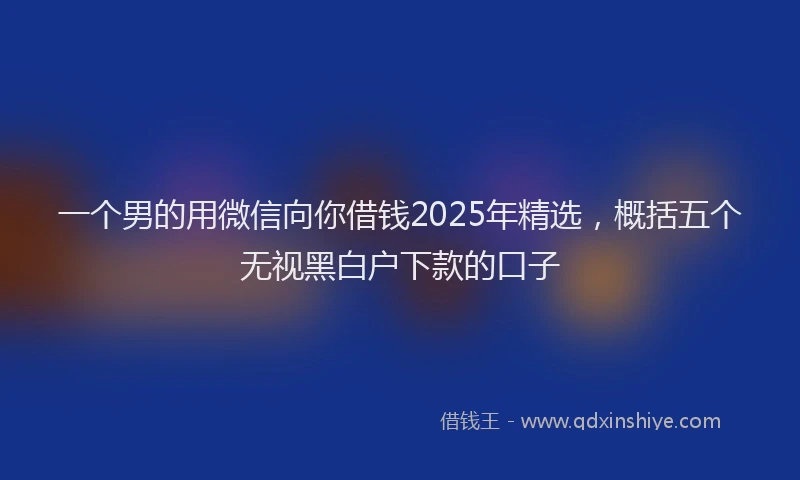 一个男的用微信向你借钱2025年精选，概括五个无视黑白户下款的口子