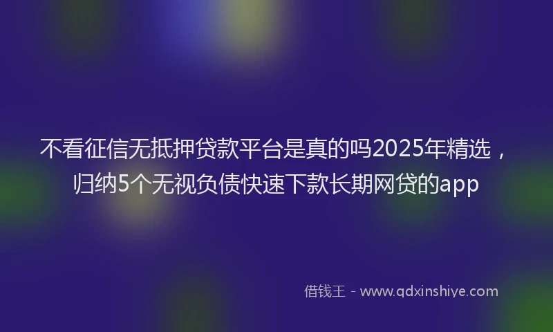 不看征信无抵押贷款平台是真的吗2025年精选，归纳5个无视负债快速下款长期网贷的app