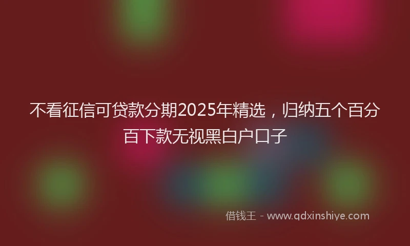不看征信可贷款分期2025年精选,归纳五个百分百下款无视黑白户口子