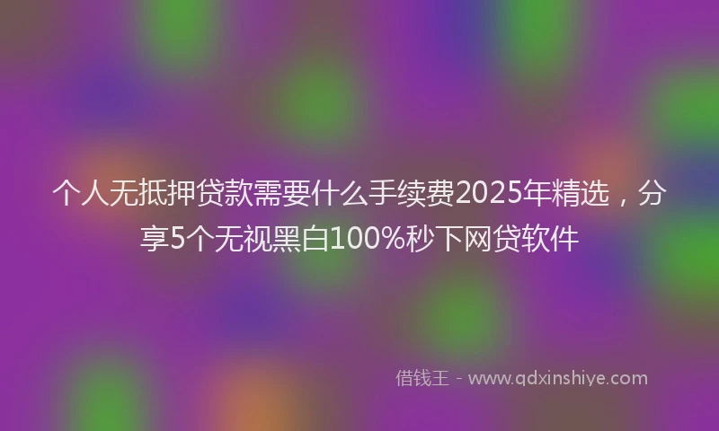 个人无抵押贷款需要什么手续费2025年精选，分享5个无视黑白100%秒下网贷软件