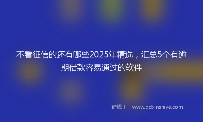 不看征信的还有哪些2025年精选，汇总5个有逾期借款容易通过的软件